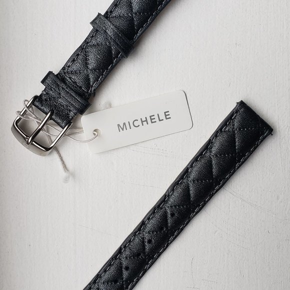 Michele Black Quilted Watch Strap main image 5